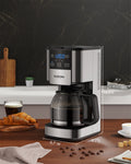 Suodoka 12 Cup Drip Coffee Maker with Glass Carafe, Brew Strength Control & Appointment Setting, Programmable Coffee Machine with Removable Filter Basket, Clear Water Level Reservoir, Black