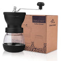 Triple Tree Manual Coffee Grinder with Ceramic Burrs, Hand Coffee Mill with Two Glass Jars(11oz each), Brush and 2 Tablespoon Scoop