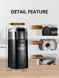 Gevi Electric Coffee Grinder and Spice Grinder with Stainless Steel Blades, Black