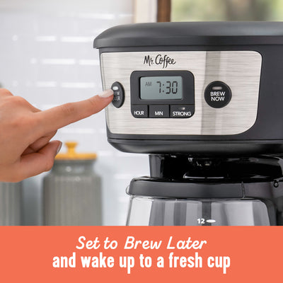 Mr. Coffee 12 Cup Programmable Coffee Maker with Strong Brew, Stainless