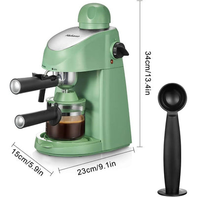 Espresso Machine, Yabano 3.5 Bar 4 Cup Steam Espresso Cappuccino Maker with Milk Frother, Green