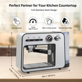 Espresso Machine 20 Bar with Milk Frother, Semi-Automatic Latte & Cappuccino Coffee Maker Duo-cup 33oz/1L Removable Water Tank for Home/Office, 1450W, Stainless Steel