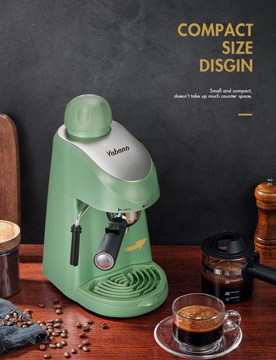 Espresso Machine, Yabano 3.5 Bar 4 Cup Steam Espresso Cappuccino Maker with Milk Frother, Green