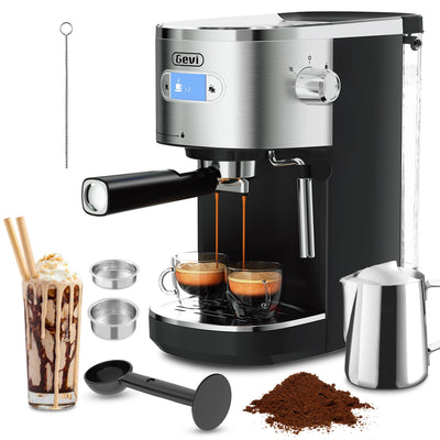 Gevi Espresso Machines 20 Bar Fast Heating Automatic Coffee Machine with Milk Frother Steam Wand