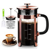 YMMIND French Press Coffee Maker 304 Stainless Steel Coffee Press,with 4 Filters System, Heat Resistant Thickness Borosilicate French Press Glass, BPA-Free Brewed Tea Pot Coffee Plunger