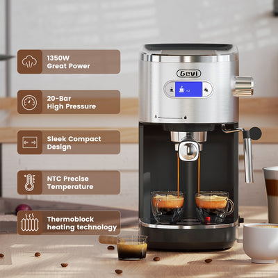 Gevi Espresso Machines 20 Bar Fast Heating Automatic Coffee Machine with Milk Frother Steam Wand