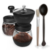 Triple Tree Manual Coffee Grinder with Ceramic Burrs, Hand Coffee Mill with Two Glass Jars(11oz each), Brush and 2 Tablespoon Scoop
